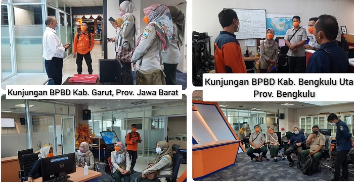 BPBD Kab Bengkulu Utara,Prov.Bengkulu dan BPBD Kab.Garut,Prov.Jawa Barat, Berkunjung ke Pusdalops BNPB, Rabu (22/12/2021)